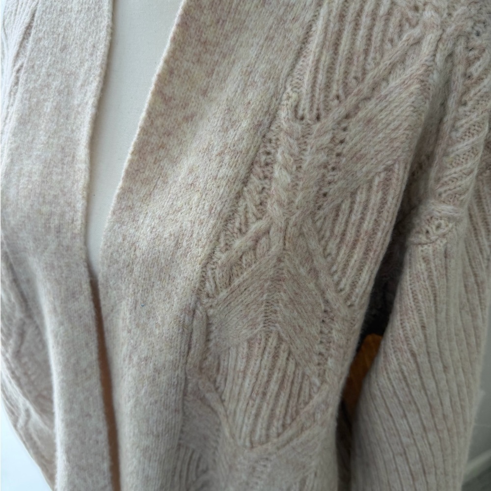Lush Cream Cable Knit Open Front Cardigan